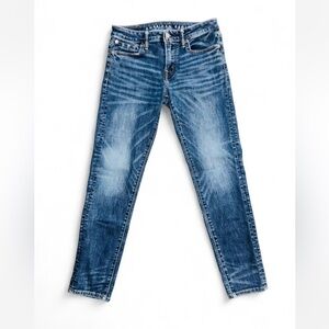American Eagle Outfitters Men's Distressed Blue Skinny Jeans 30x30